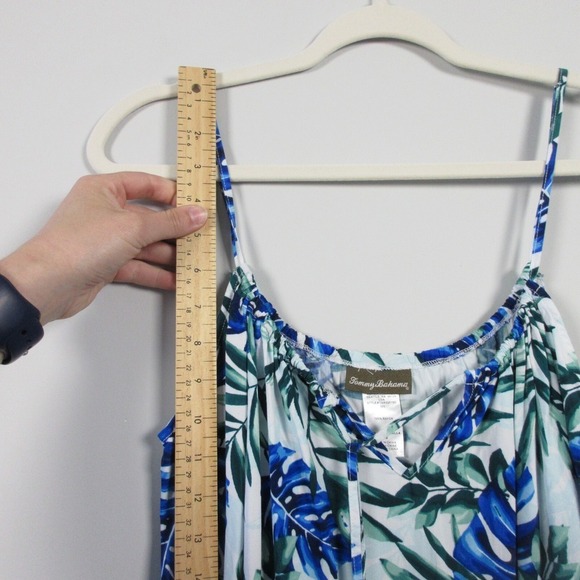 Tommy Bahama Fronds Floating Tie-Front Dress M Blue 100% Rayon Mini Beach 162 - Picture 9 of 11